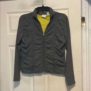 I Active Gray Ruched Zip Up Jacket Size Medium